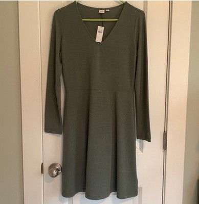 Gap Women's Long Sleeve Dress Olive Green Size Small NWT