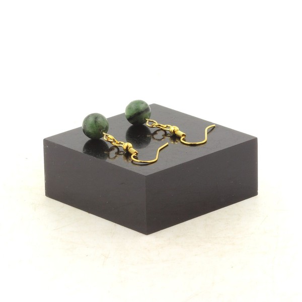 Steine Und Mineralien. Ohrringe Mit 1 Perle Epidot Aus Australien 8 Mm In Stahl-image
