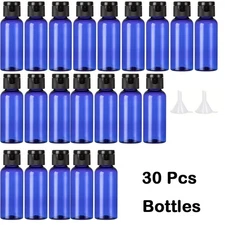 30 PCS Refillable Plastic Empty Travel 2 oz Bottles Set with Black Flip Caps