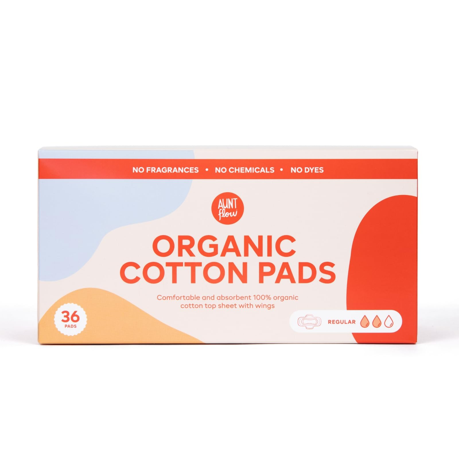 Organic Cotton Pads with Wings - Regular Absorbency Menstrual Pads, Dioxin-Fr...