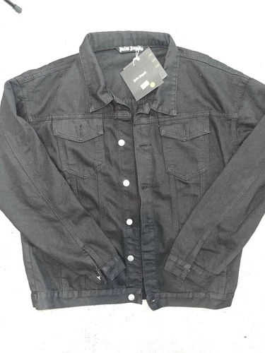 Palm Angels Men Black Vintage Logo Back Button Front Denim Jacket size X-LARGE  image 5