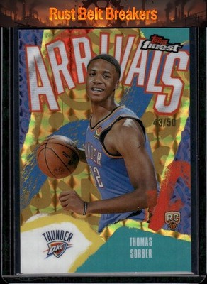 2025-26 Finest Thomas Sorber #A-15 Arrivals Gold Geometric Refractor Thunder /50