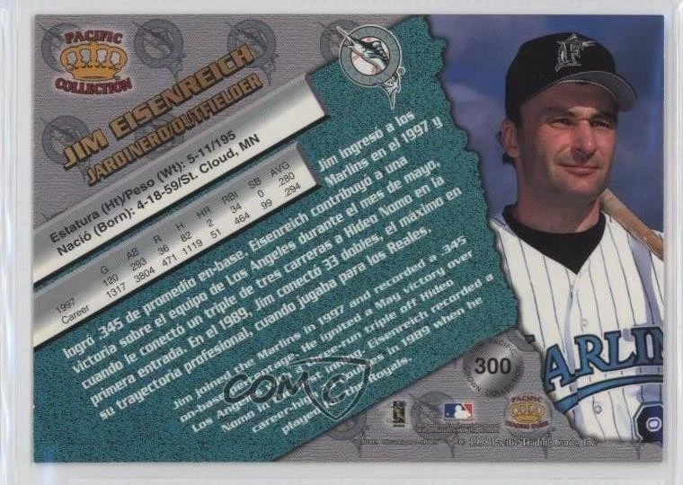 1998 Pacific Crown Collection Silver Jim Eisenreich #300 - Image 2 of 2