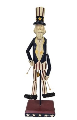 Vintage Folk Aet Americana Patriotic wooden Uncle Sam Figurine
