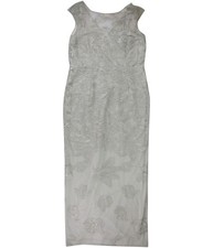 Ralph Lauren Womens Floral Embroidered Gown Dress, Grey, 6