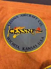 Box13-#20-NOS Cessna Aircraft Co Airplane Hangar Gas Station Motor Oil Porcelain