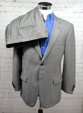 JOS A BANK Men's 2 Piece 100 Wool Suit - Jacket / Pants SIZE 41R Gray Plaid