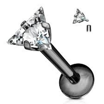 Labret Piercing 1,2mm Schwarz Dreieck Zirkonia Innengewinde Ohrpiercing Nase