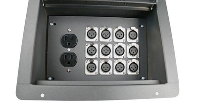 Elite Core FBL12+AC Recessed Floor Box with 12 XLRF and Duplex AC with Back Box
