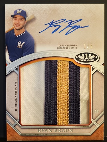 2015 Topps Tier One Prodigious Patches Platinum Ryan Braun AUTO PATCH BREWERS /5