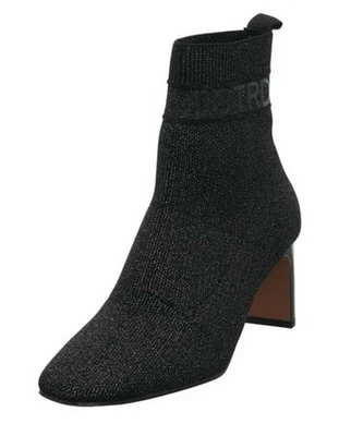 La Strada Stiefelette Schwarz Silber Stretch Textil Absatz Stiefel