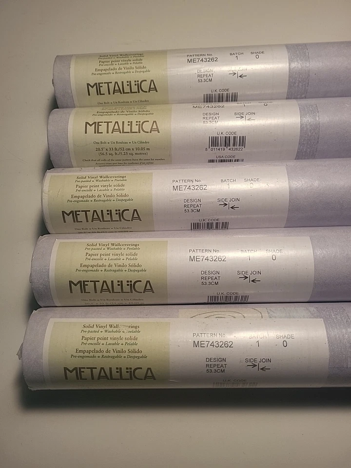 5 Purple Pattern Wallpaper Brand Metallica Made In England 56 Sq Ft. A Roll NOS - Image 2 of 4