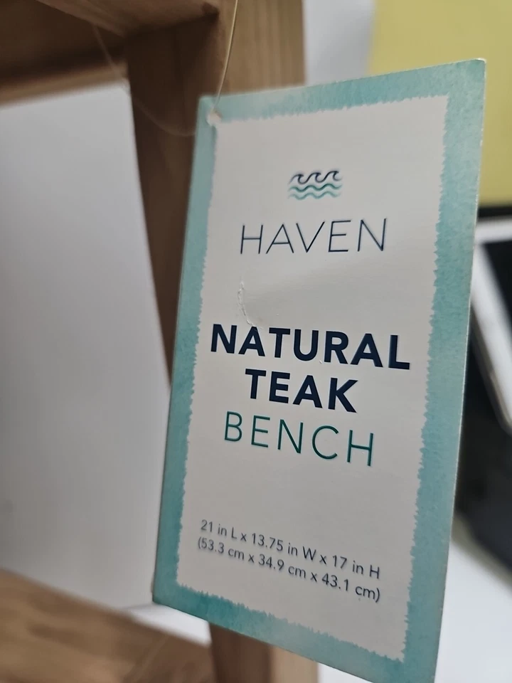 17.5 in. x 20 in. x 13.5 in. Natural Genuine Teak Bench Waterproof  - Image 2 of 4