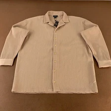 Boohoo MAN Size Medium Oversized Bone Pleated Long Sleeve Shirt NWT *Flaw