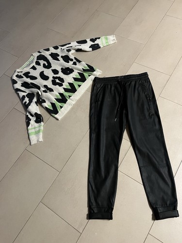 Leder Jogger PU Leder HOSE neu LEDERHOSE Gr L / 40 Inkl. Pulli Street One