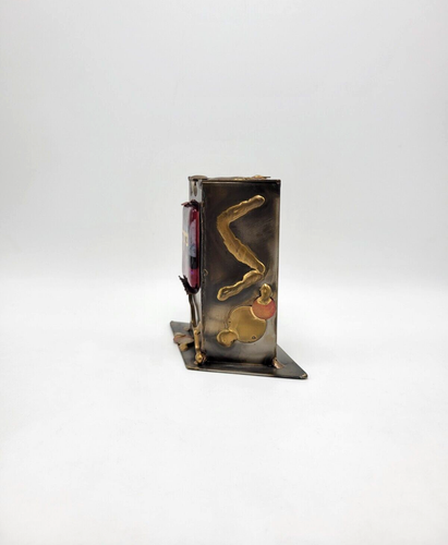 Gary Rosenthal Judaica Fused Art Glass & Metal Tzedakah Charity Box - Picture 4 of 7