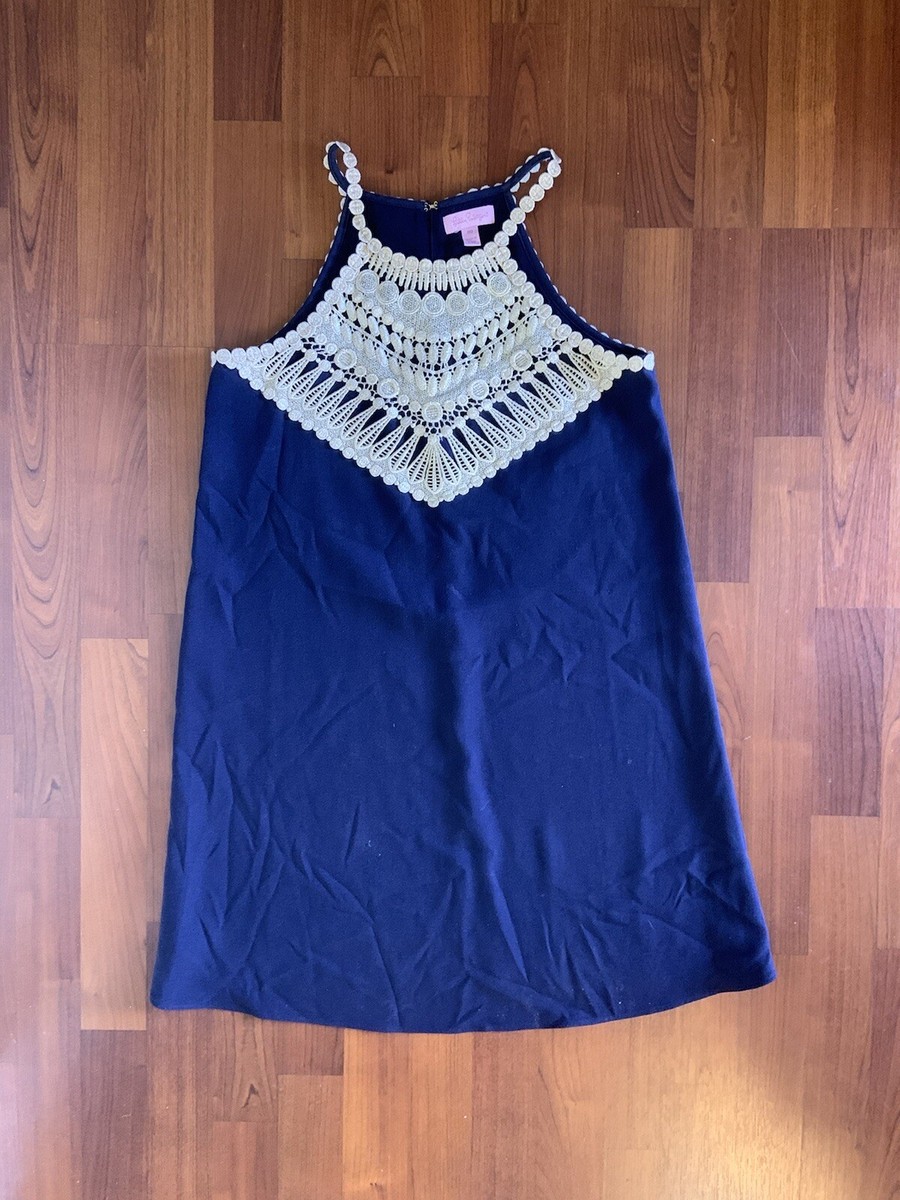 lilly pulitzer pearl halter dress Womens Soft Shift (Size 00) (True Navy) WNN_SC:65