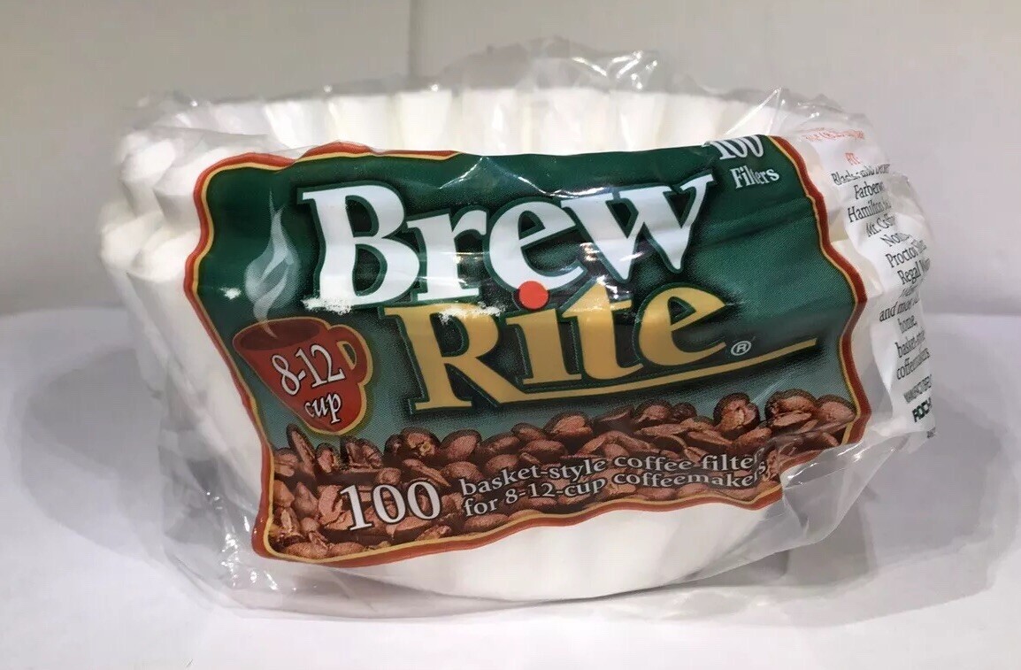 Brew Rite 8-12 cup 100 Count Paper White 3 1/4&rdquo; Base Baske