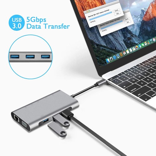 10-in-1-Hub-Laptop-Dockingstation Typ C HDMI VGA RJ45 PD Multi USB 3.0-Adapter - Afbeelding 2 van 6