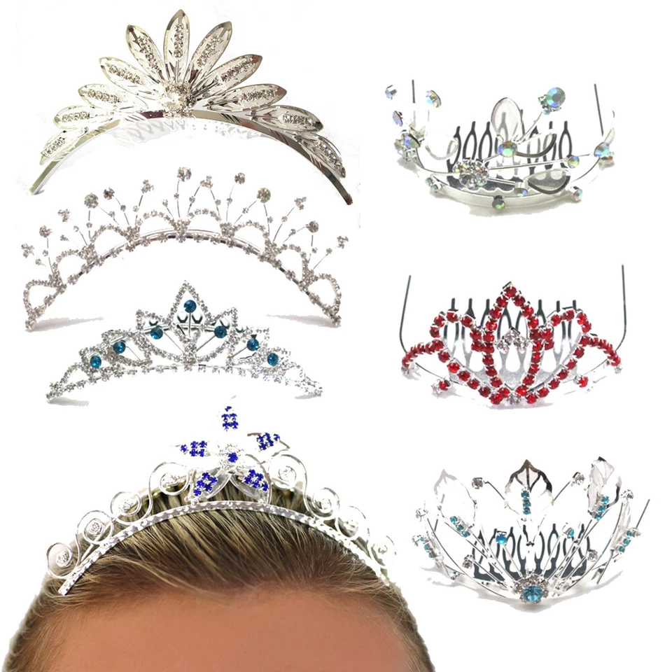 Tiara Combs Flower Girls Bridesmaid Accessories Kids Crystal Diamante Crown Prom