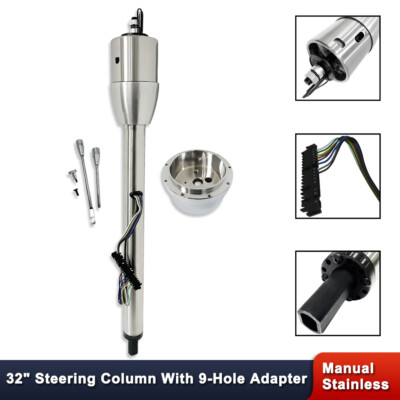 GM 32'' Tilt Manual Steering Column With Adapter No Key Natural Stainless Steel 