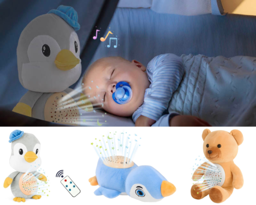 Baby Schlafschnuller mit Nachtlicht Projektor & weißem Rauschen Wiegenlieder Plüschtier - Bild 1 von 29