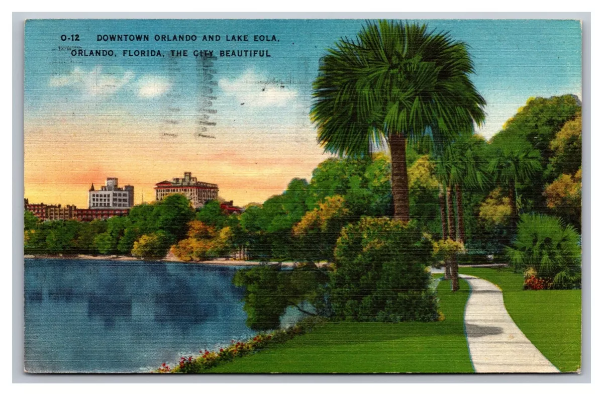 BEAUTIFUL ORLANDO FL FROM LAKE EOLA POSTCARD- 1947