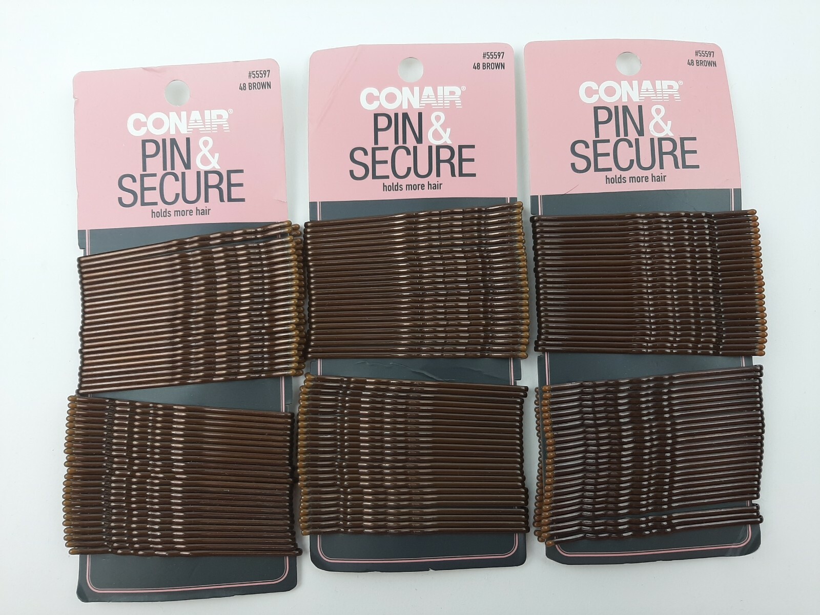 Lot of 3 New Conair Brown Pin & Secure Extra Long Bobby Pins 48 Hair Pins eBay