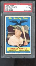 1959 Topps #564 Mickey Mantle All-Star The Sporting News PSA 6 Graded Card MLB