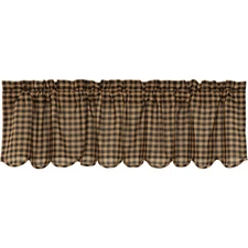 Country Primitive Black Check Scalloped Valance 16x60 Lined VHC Brands
