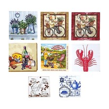 Mixed Lot Of 8 Decoupage Napkins For Crafting Coffee Cooking Grill Cheese Tea