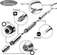 4 in 1 Mini Precision Screwdriver Keyring for Glasses Spectacles Watch Repairs