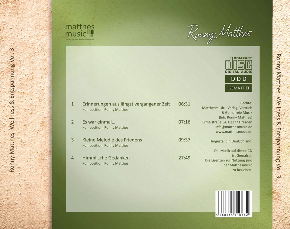 Wellness & Entspannung, Vol. 3 - Gemafreie Entspannungsmusik von Ronny Matthes - Bild 2 von 4