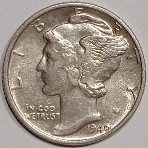$  .10 1940 Winged Liberty Mercury Dime AU/MS/BU Uncirculated Condition