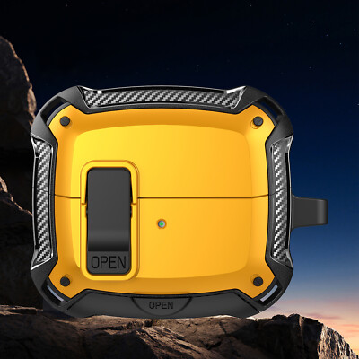 Rugged Carbon Fiber Texture Case + Keychain For Samsung Galaxy Buds 3 FE / 3 Pro