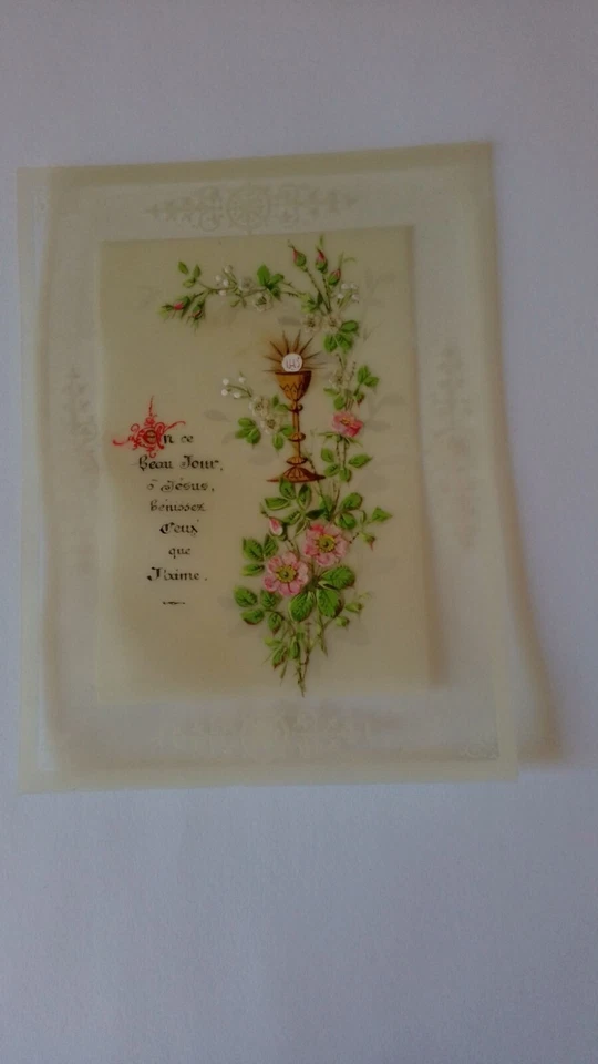 CARTE RELIGIEUSE EN CELULOIDE DESSIN EN RELIEF - Photo 1/1