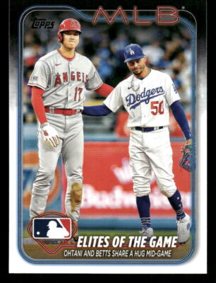 2024 Topps #138 Elites of the Game: Ohtani and Betts Share a Hug Mid-Game