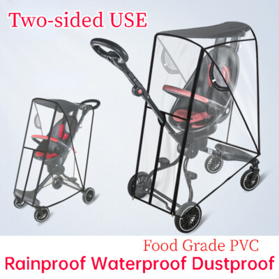 Pushchair Stroller Rain Cover Two Sided Use Weatherproof