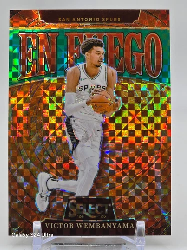 2024-25 Panini Select En Fuego Victor Wembanyama #8 Green Prizm 3/5