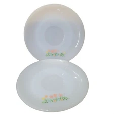 Set of 2 Vintage 6"  Fire King Pastel Tulip Dessert Snack Plate