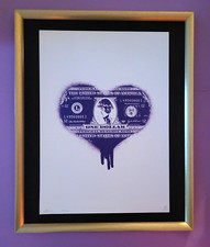 Death NYC Large Framed 16x20in Pop Art Certified Purple Heart One Dollar Bill *