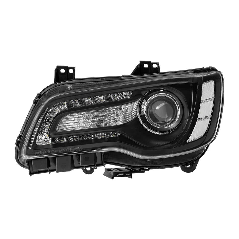 Black Headlights LED DRL Projector Headlamps for 2011-2023 Chrysler 300 w/ Bulbs Foto 2 de 4