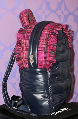 CHANEL COCO NEIGE Nylon Tweed Doudoune Cocoon Logo Backpack  display picture 3
