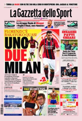 Gazzetta Dello Sport 19 August 2021, Uno Due Milan, Vale Sei Forte Papà, Jacobs