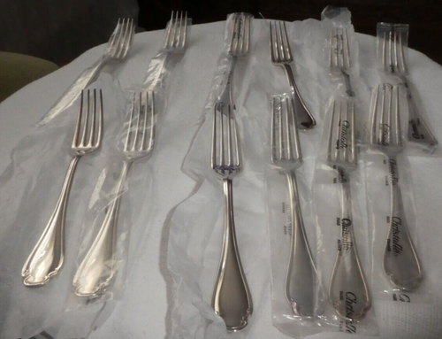 Lot De 12 Grandes Fourchettes Christofle Rubans Clochettes - Avant 1935, Argent Plaqué