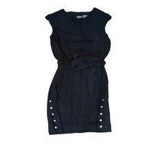 GUESS Chiffon Mini Dress with Gold Button Detail And Waist Defining SZ 4
