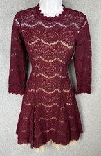 Francesca’s Burgundy Lace Fit and Flare christmas dress NWT Women’s Small