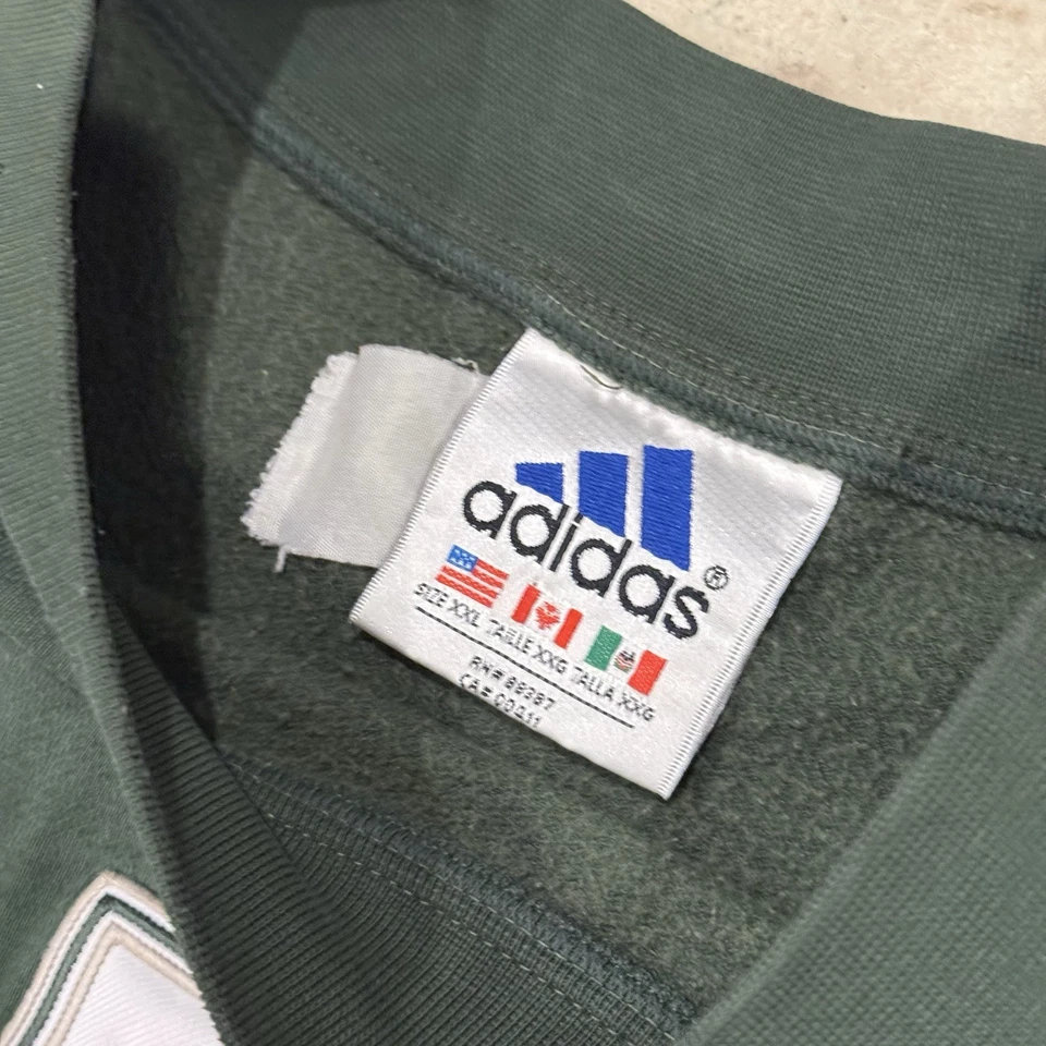 Sudadera Adidas Vintage Años 90 Cuello Redondo Verde Para Hombre 2XL Pesada 3 Rayas Foto 3 de 4
