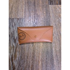 Ray-Ban Tan Pebbled Leather Sunglasses Case Brown Envelope Snap Closure