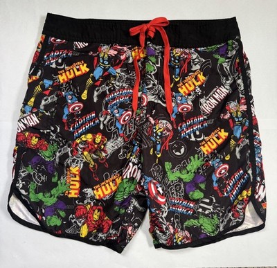 Marvel Hot Topic All Over Superhero Print Board Shorts Youth / Boys Size M (16)
